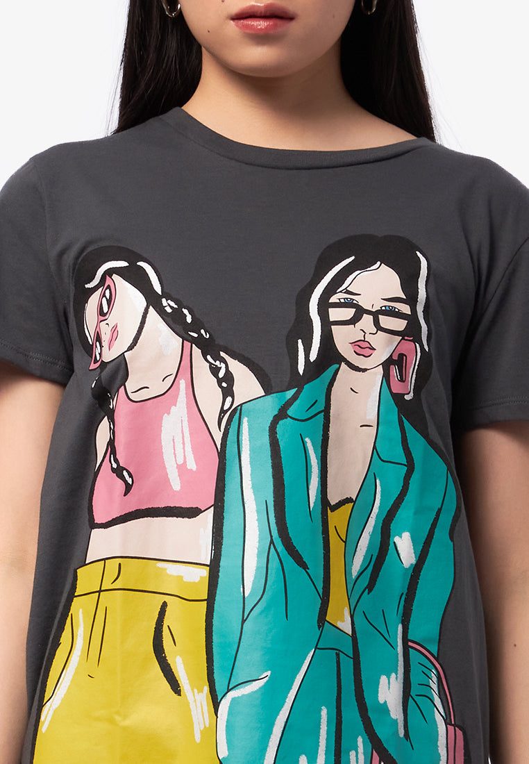 Graphic Short Sleeve T-Shirt Dark Grey