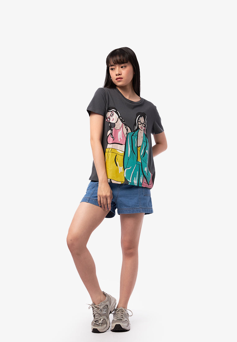 Graphic Short Sleeve T-Shirt Dark Grey