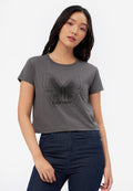 Short Sleeve Graphic Crop T-Shirt Dark Grey