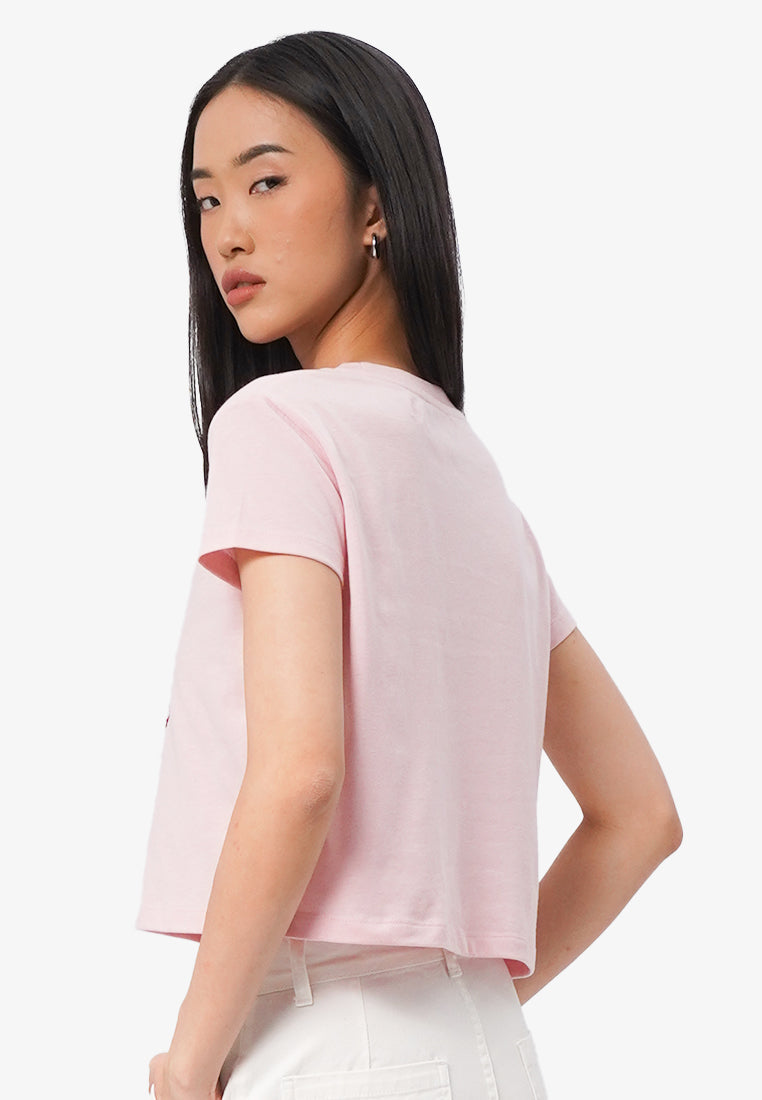 Short Sleeve Graphic Crop T-Shirt L.Pink