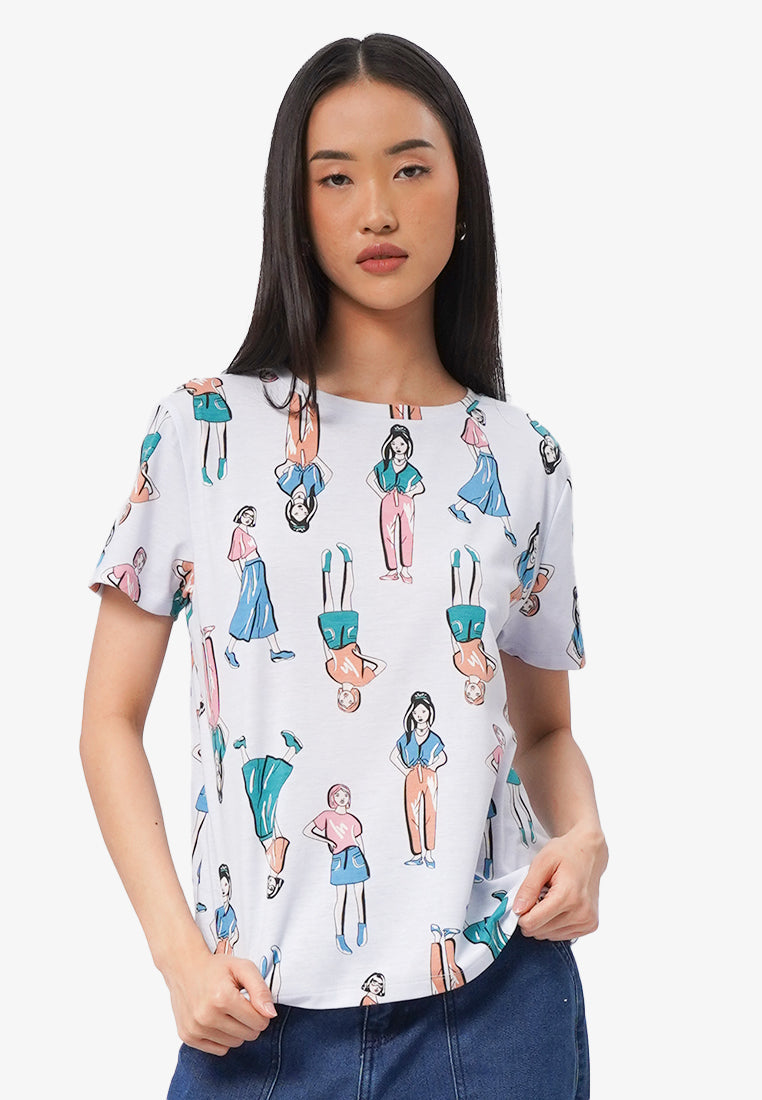 Full Print Short Sleeve T-Shirt L.Blue