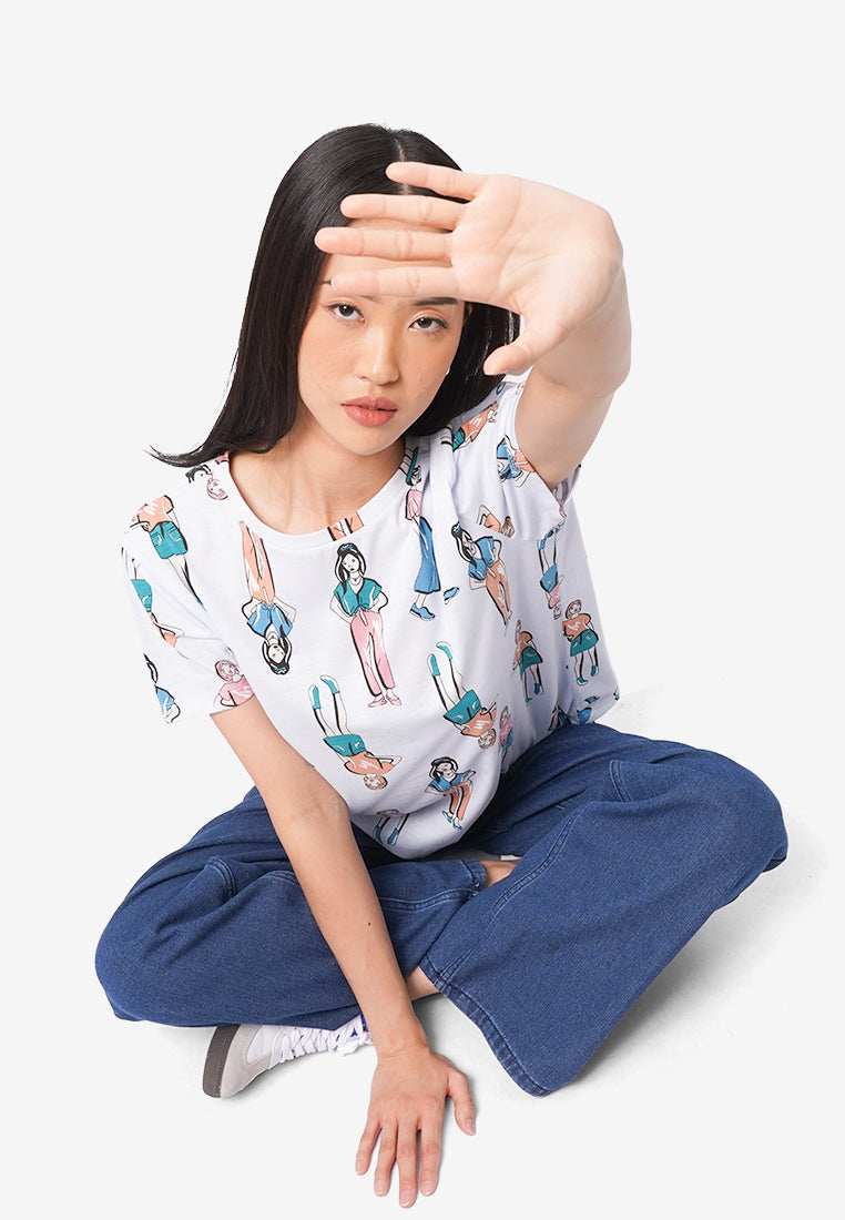 Full Print Short Sleeve T-Shirt L.Blue