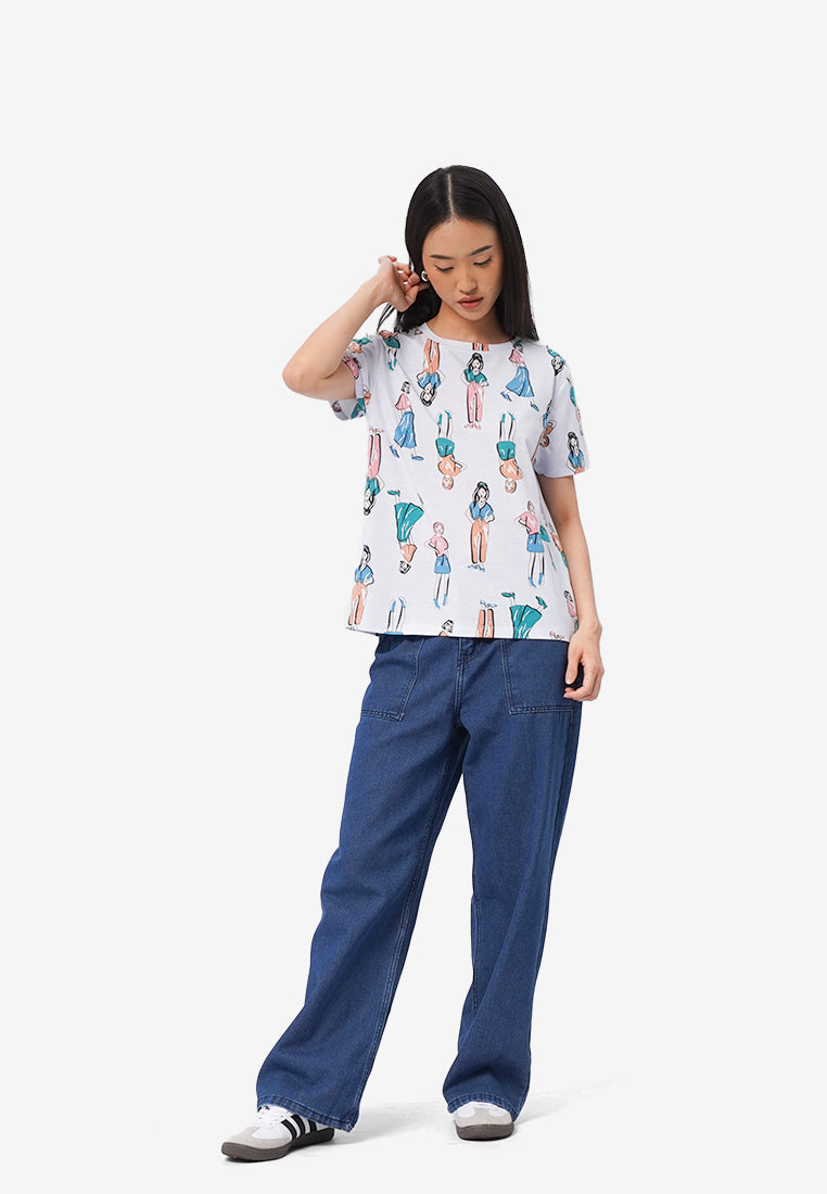 Full Print Short Sleeve T-Shirt L.Blue