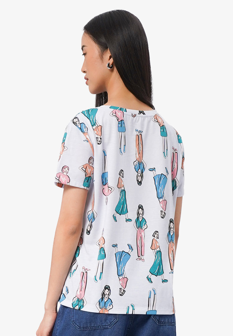 Full Print Short Sleeve T-Shirt L.Blue