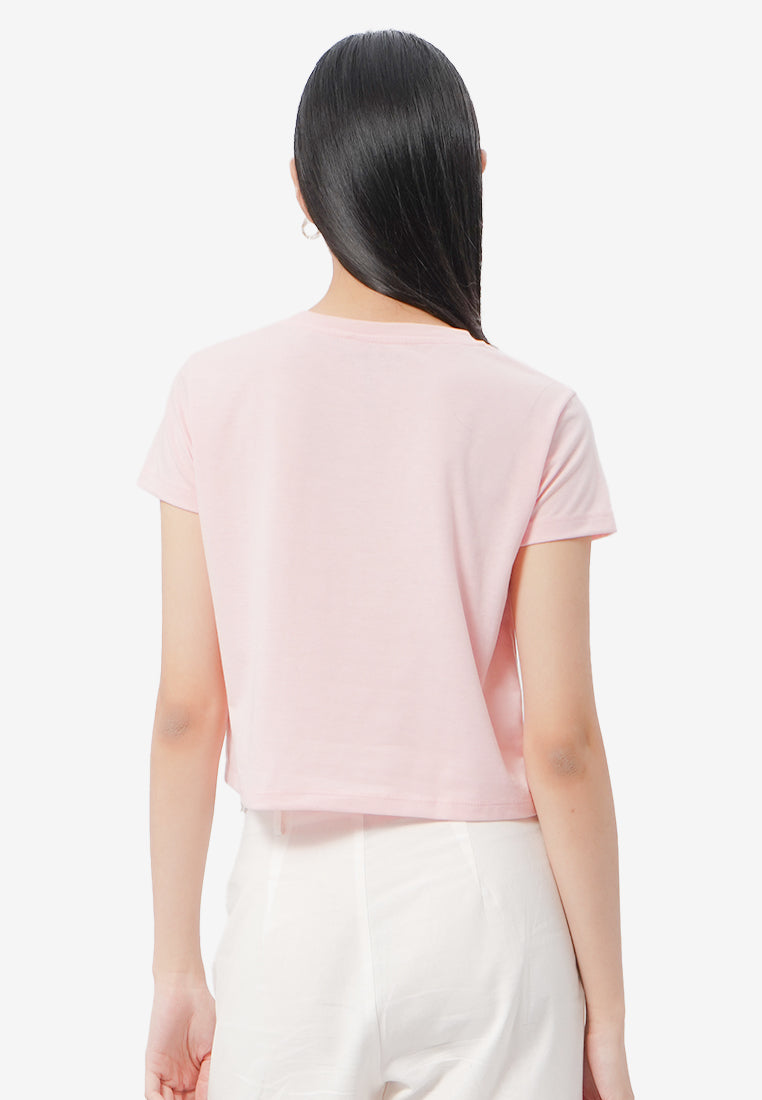 Short Sleeve Graphic Crop T-Shirt L.Pink