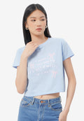 Short Sleeve Graphic Crop T-Shirt L.Blue