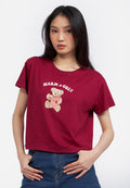 Short Sleeve Graphic Crop T-Shirt Maroon