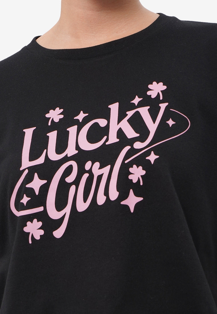 Short Sleeve Graphic Crop T-Shirt Black