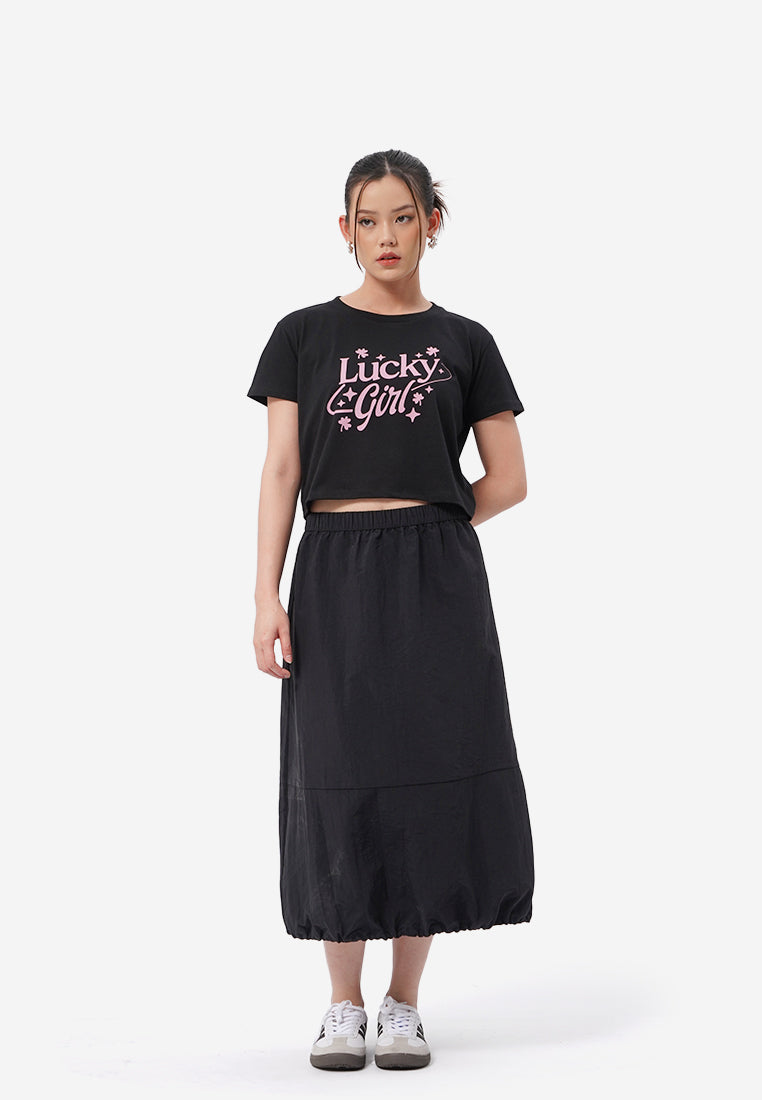 Short Sleeve Graphic Crop T-Shirt Black