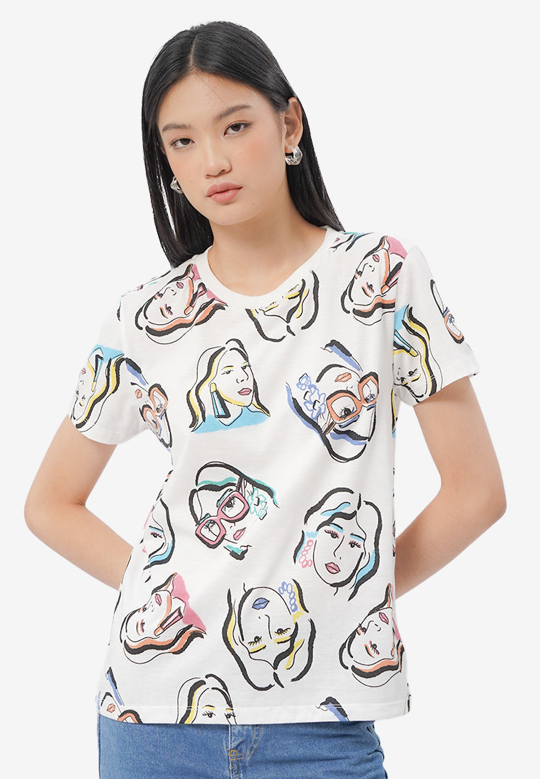Full Print Short Sleeve T-Shirt Off White