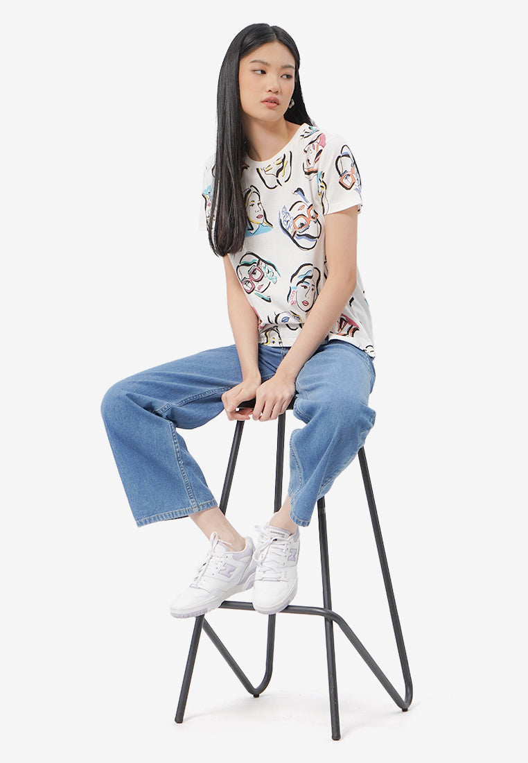 Full Print Short Sleeve T-Shirt Off White