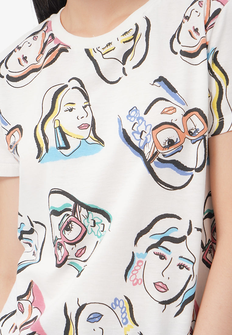 Full Print Short Sleeve T-Shirt Off White