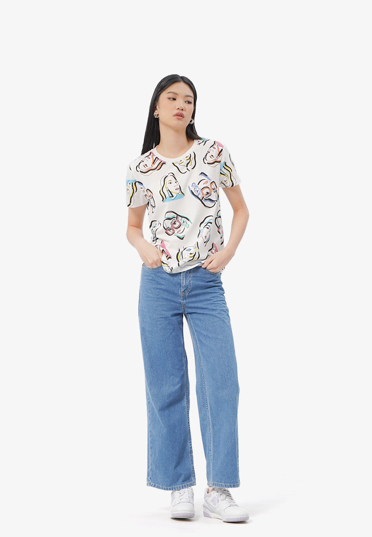 Full Print Short Sleeve T-Shirt Off White
