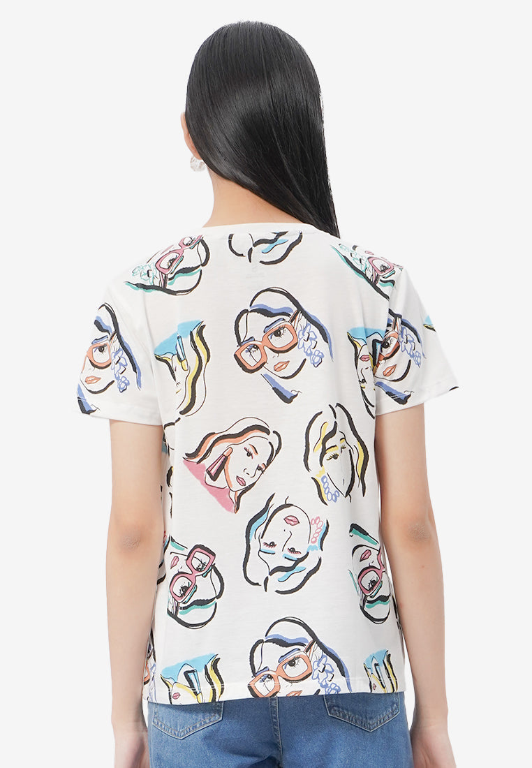 Full Print Short Sleeve T-Shirt Off White
