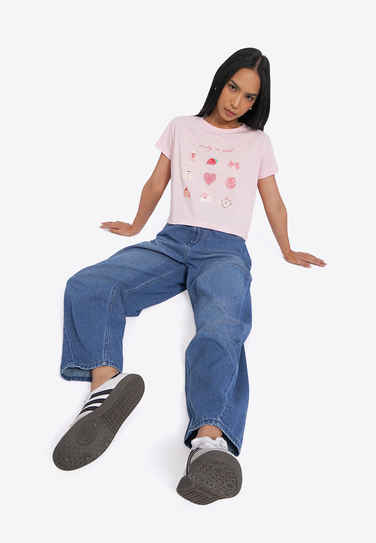 Short Sleeve Graphic Crop T-Shirt