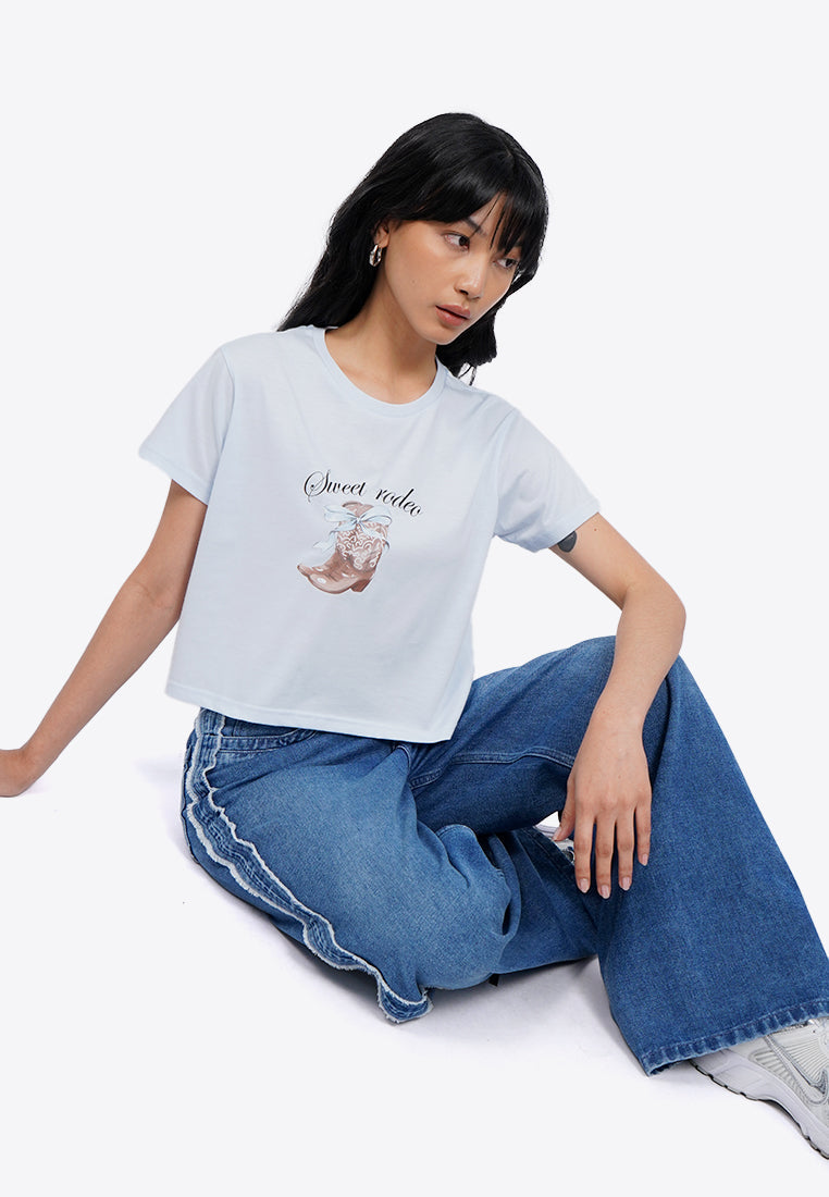 Short Sleeve Graphic Crop T-Shirt