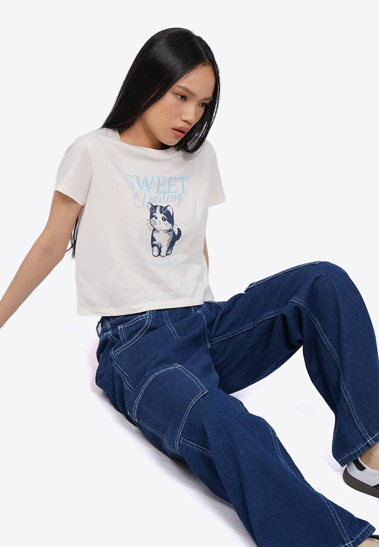 Short Sleeve Graphic Crop T-Shirt
