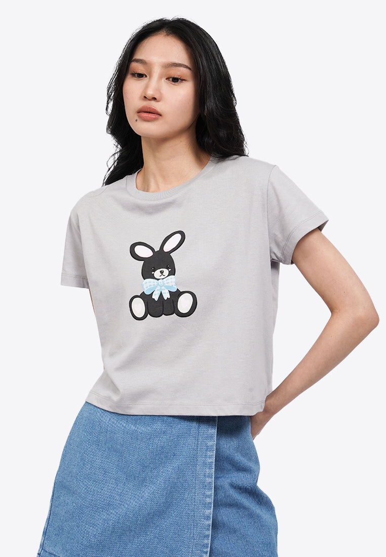 Full Print Short Sleeve Crop T-Shirt