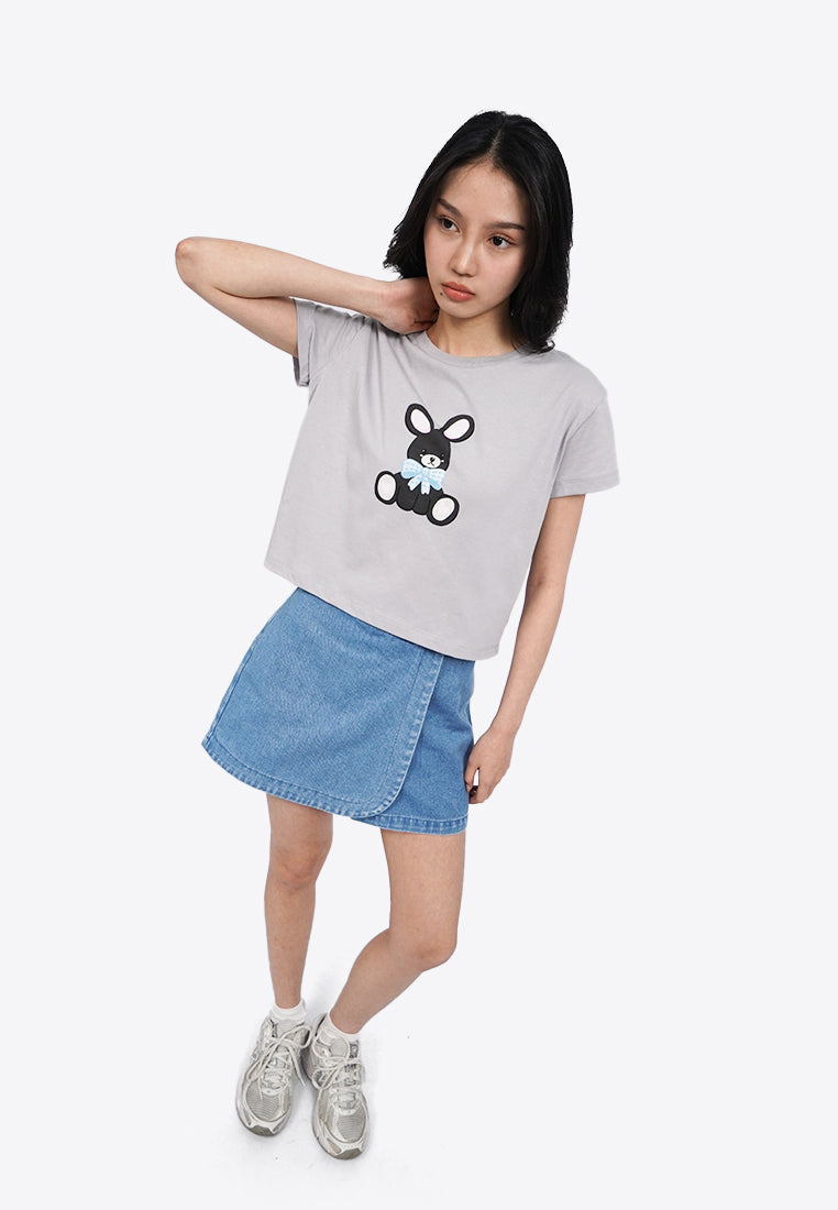 Full Print Short Sleeve Crop T-Shirt