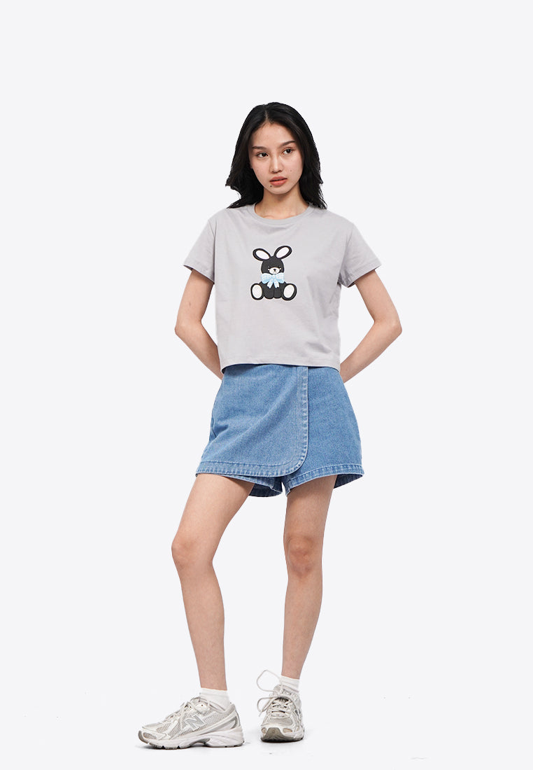 Full Print Short Sleeve Crop T-Shirt