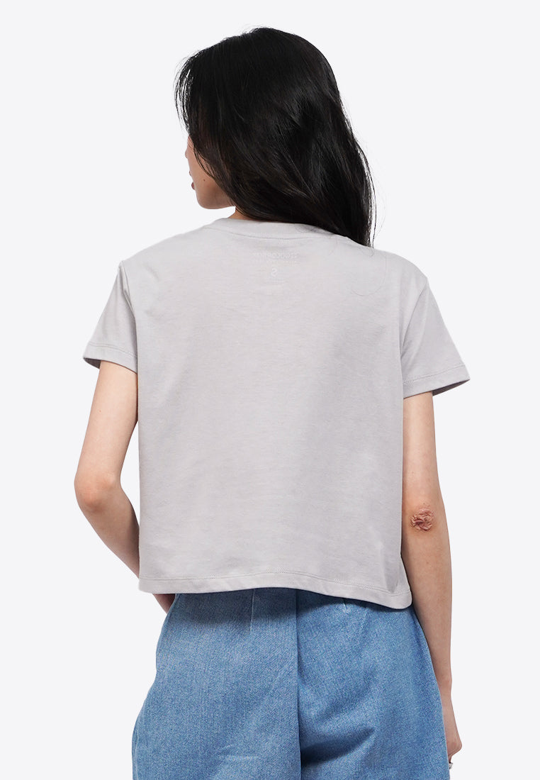 Full Print Short Sleeve Crop T-Shirt