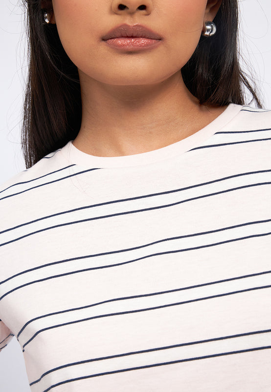 Short Sleeve Stripes Crop T-Shirt