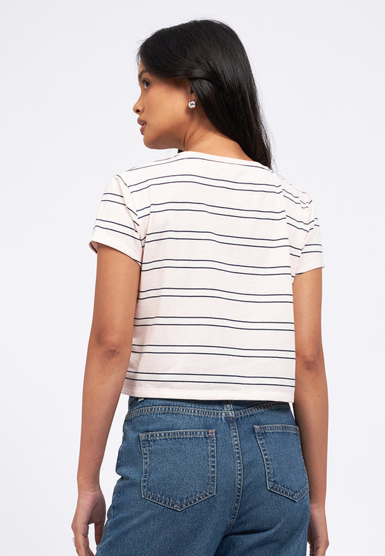 Short Sleeve Stripes Crop T-Shirt