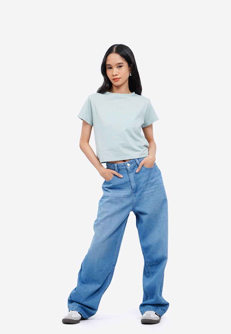 Short Sleeve Basic Crop T-Shirt