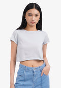 Short Sleeve Basic Crop T-Shirt Blue