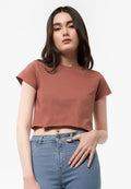 Short Sleeve Boxy Crop T-Shirt Terracotta
