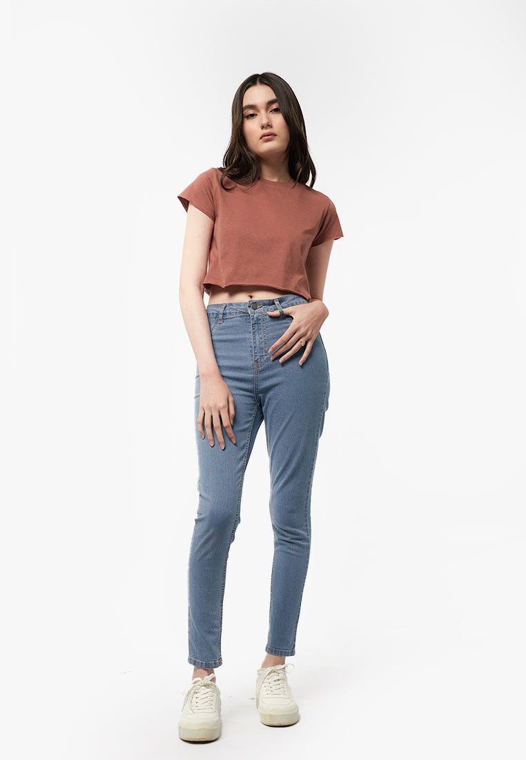 Short Sleeve Boxy Crop T-Shirt Terracotta