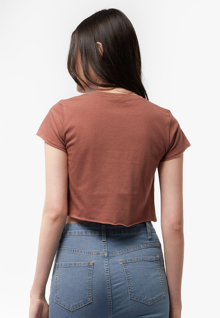 Short Sleeve Boxy Crop T-Shirt Terracotta