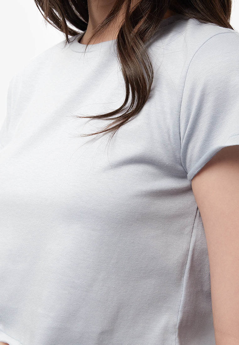 Short Sleeve Boxy Crop T-Shirt L.Blue