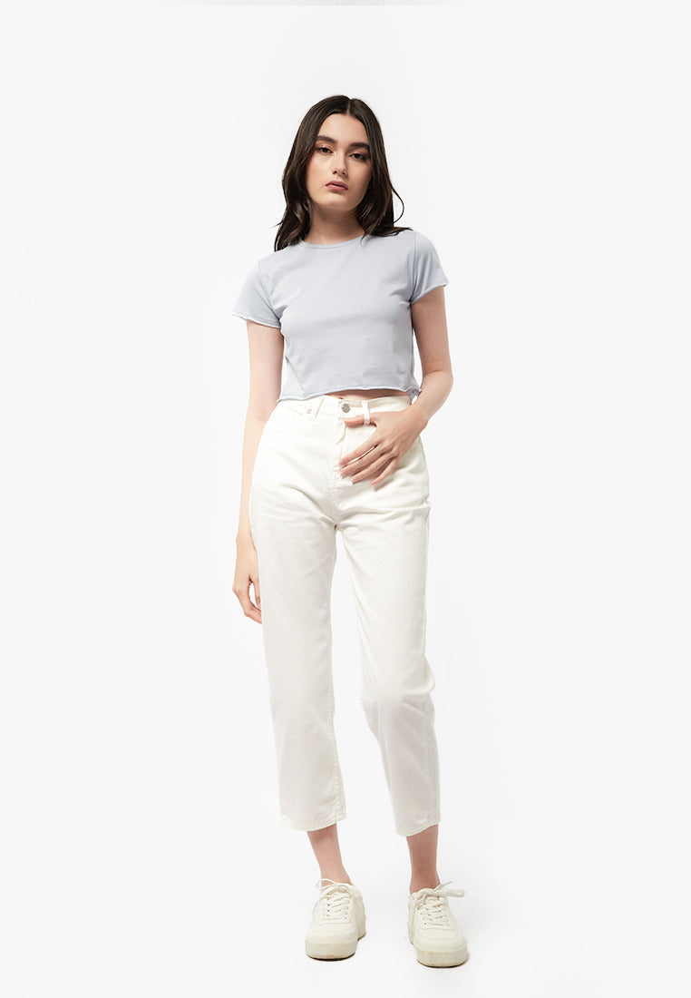 Short Sleeve Boxy Crop T-Shirt L.Blue
