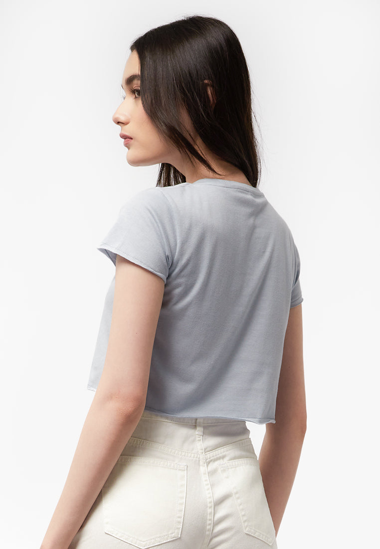 Short Sleeve Boxy Crop T-Shirt L.Blue