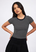 Short Sleeve Stripes Crop T-Shirt