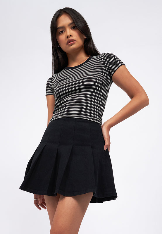 Short Sleeve Stripes Crop T-Shirt