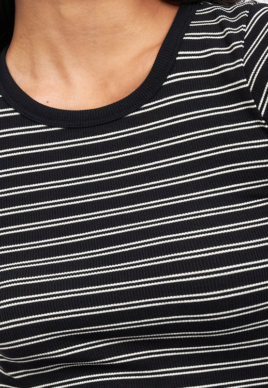 Short Sleeve Stripes Crop T-Shirt