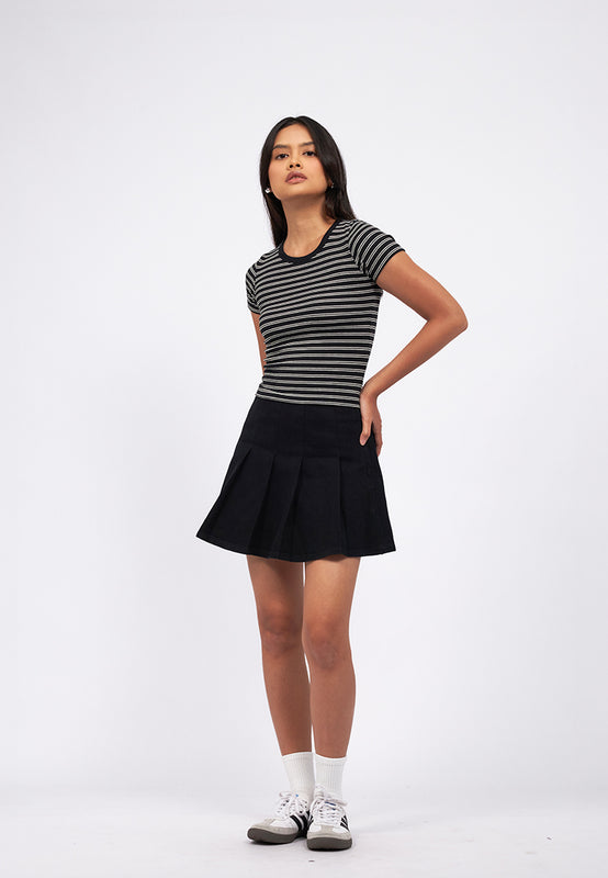 Short Sleeve Stripes Crop T-Shirt