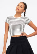 Short Sleeve Stripes Crop T-Shirt
