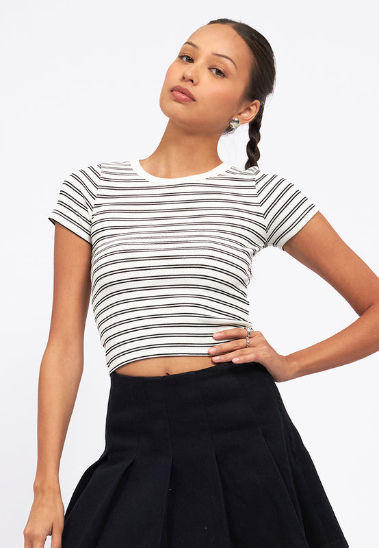 Short Sleeve Stripes Crop T-Shirt