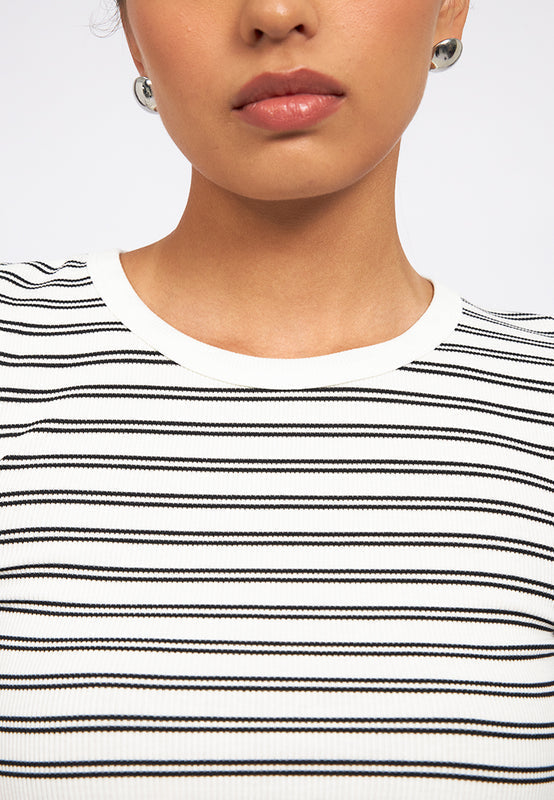 Short Sleeve Stripes Crop T-Shirt
