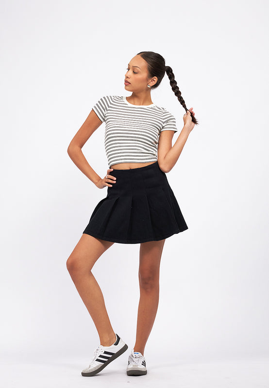 Short Sleeve Stripes Crop T-Shirt