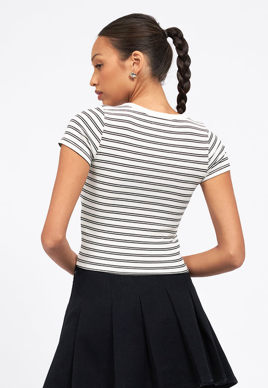 Short Sleeve Stripes Crop T-Shirt