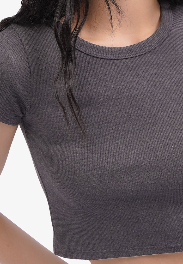 Short Sleeve Rib Crop T-Shirt