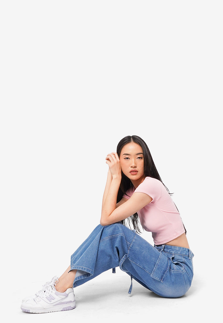 Round Neck Short Sleeve Rib T-Shirt