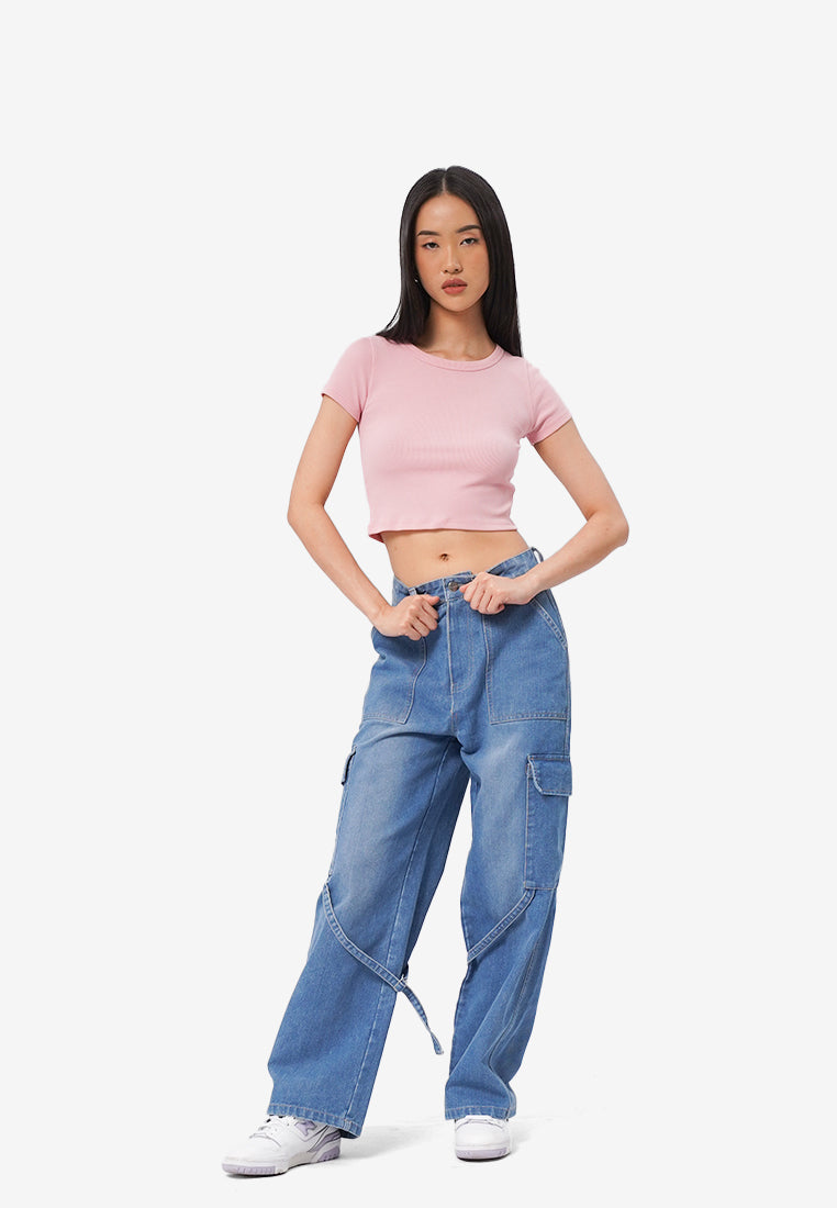 Round Neck Short Sleeve Rib T-Shirt
