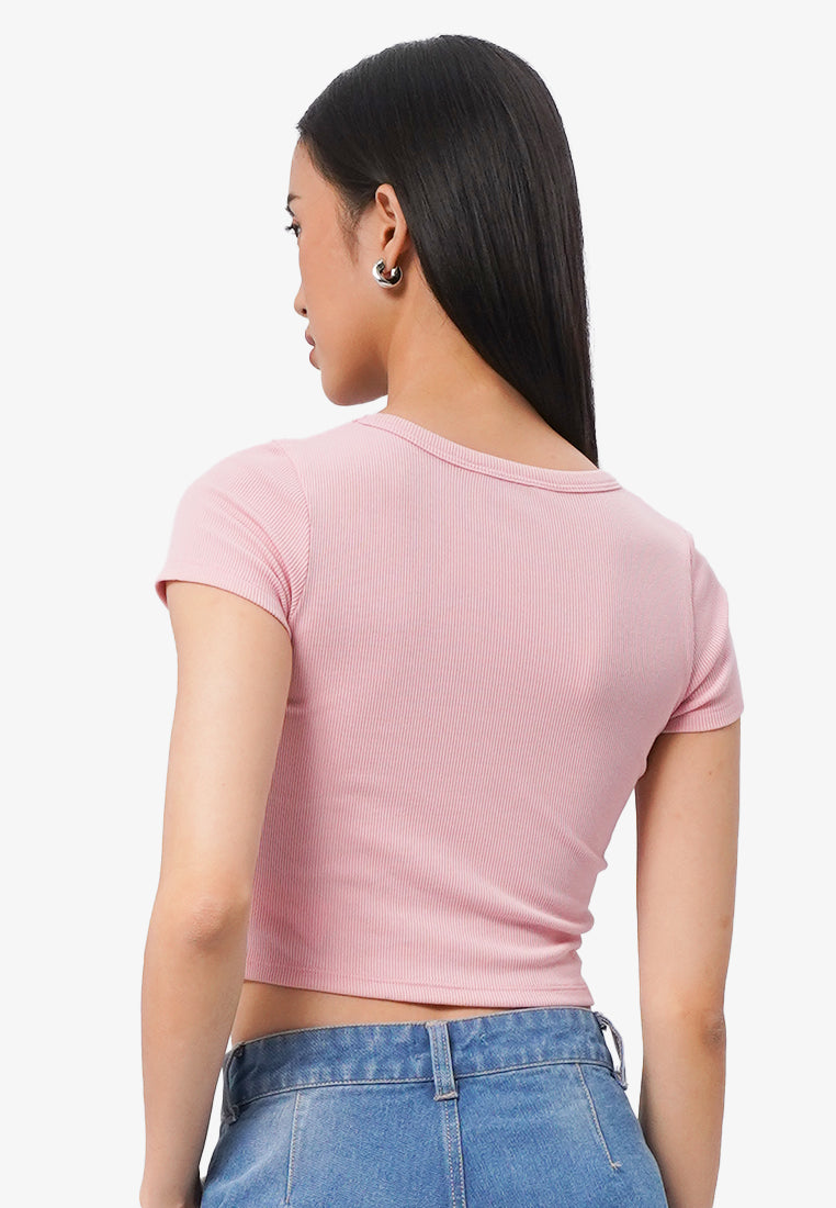 Round Neck Short Sleeve Rib T-Shirt