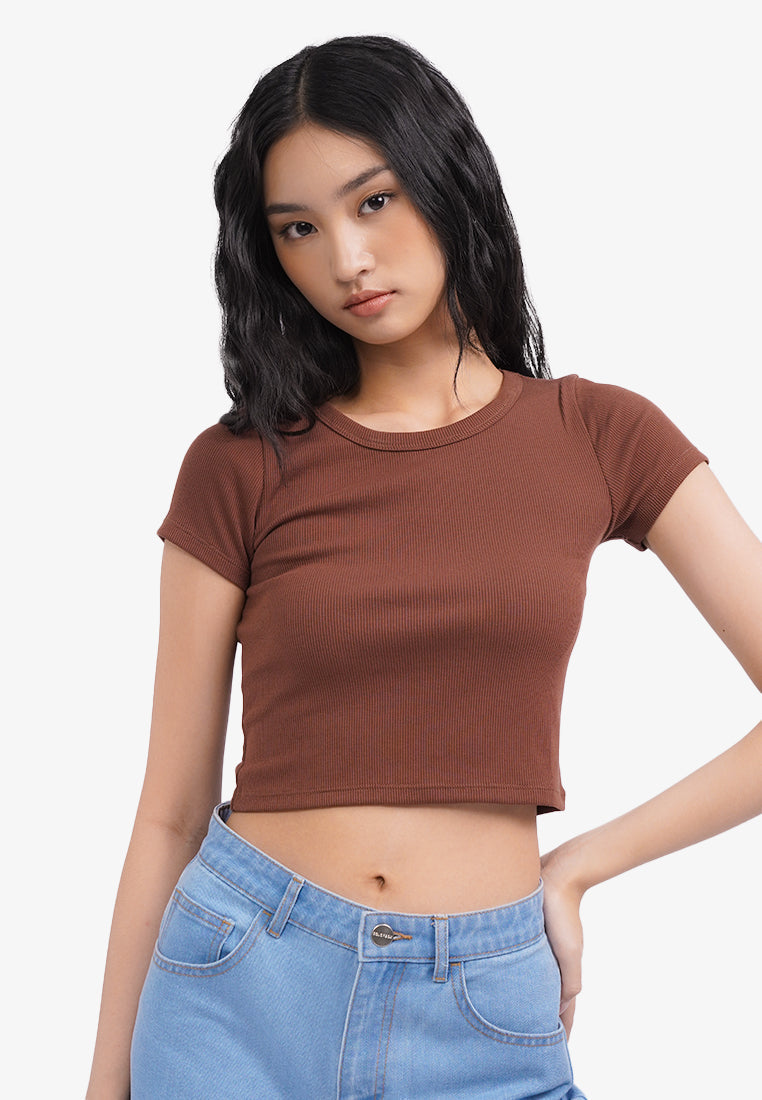 Short Sleeve Rib Crop T-Shirt