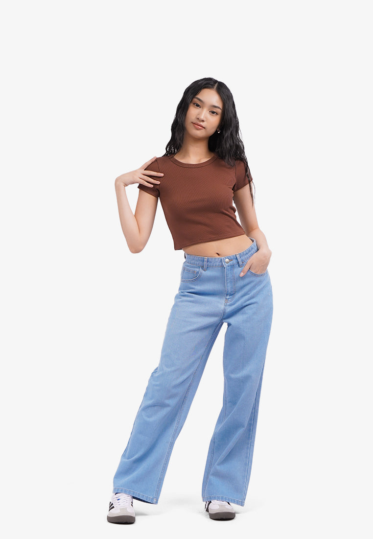 Short Sleeve Rib Crop T-Shirt